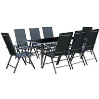 Aluminium 8 Stühle + Duo Liegestühle Textilene Schwarz rimini von CONCEPT-USINE