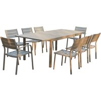 Ausziehbarer Gartentisch, 6 Stühle und 2 Aluminiumsessel mezzane - Grau von CONCEPT-USINE