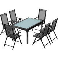 Concept-usine - Ausziehbarer Gartentisch und 6 Sessel aus Alu und Textil brescia - Grau von CONCEPT-USINE
