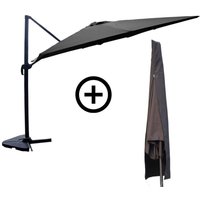 Set Sonnenschirm 3 x 4 m, seitlich versetzt, drehbar, grau + Hülle cesare von CONCEPT-USINE