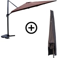 Bundle rechteckiger Sonnenschirm 3x4m drehbarer Ausleger braun Aluminium + Abdeckung CESARE von CONCEPT-USINE