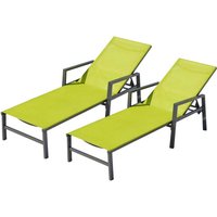 Concept-usine - 2er Set Liegestühle aus Aluminium, dunkelgrau und grün bari - Grau/grün von CONCEPT-USINE