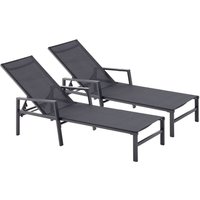 2er Set Liegestühle aus Aluminium, dunkelgrau und schwarz bari - Grau/Schwarz 2er Set Liegestühle aus Aluminium, dunkelgrau und schwarz bari - Grau/Schwarz von CONCEPT-USINE