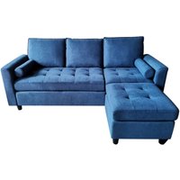 3-Sitzer-Sofa aus Samt mit blauem Hocker coventry von CONCEPT-USINE
