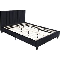 Bett 140 x 190 cm aus schwarzem Samt cambridge - Schwarz von CONCEPT-USINE