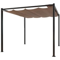 Freistehende Gartenlaube 3 x 3 m aus Stahl und taupefarbenem Stoff tusa von CONCEPT-USINE