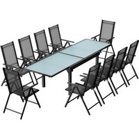 Concept-usine - Garten ausziehbarer Tisch mit 10 Aluminiumstühlen und PVC-Gewebe brescia von CONCEPT-USINE