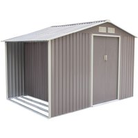 Concept-usine - Gartenhaus mit Holzlager 8,72 m² aus grauem Stahl ventoux von CONCEPT-USINE