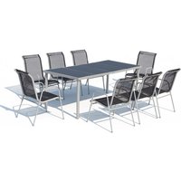 Gartentisch und 8 Stühle aus Stahl und grauem PVC-Gewebe lusiana von CONCEPT-USINE