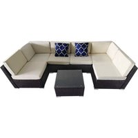 Modulare 6-Sitzer-Gartenmöbel aus gewebtem Harz - Braun und Beige ALDABRA Modulare 6-Sitzer-Gartenmöbel aus gewebtem Harz - Braun und Beige ALDABRA von CONCEPT-USINE