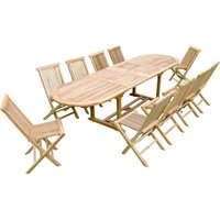 Concept-usine - Gartenmöbel aus massivem Teakholz für 10-12 Personen - Ovaler Tisch + 10 Stühle kajang von CONCEPT-USINE