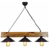 Rustikale Hängeleuchte mit 3 Lampen aus Holz und Schwarz enola von CONCEPT-USINE