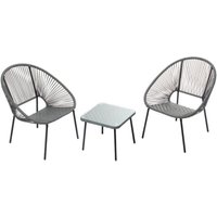 Set aus 2 Sesseln + Couchtisch dunkelgrau acapulco von CONCEPT-USINE