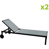 Set von 2 verstellbaren Liegestühlen mit Rollen aus grauem Aluminium cuba von CONCEPT-USINE