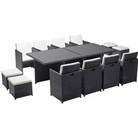 Tisch und 12 Stühle aus Harz, ineinanderschiebbar, schwarz/weiß monaco - Schwarz/Weiß von CONCEPT-USINE