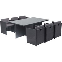 Concept-usine - Tisch und 6 Stühle aus Harz, ineinanderschiebbar, schwarz/grau miami - Schwarz/Grau von CONCEPT-USINE