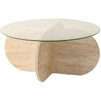 Couchtisch aus Holz mit Steinoptik und Glasplatte RIBE von CONCEPT-USINE