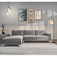 Sofa-Ecke links 4-5 Plätze in grauem Samt galway von CONCEPT-USINE