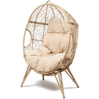 Ei-Sessel mit Fuß aus Kunstharz mit Rattan-Effekt, beige jane - Beige von CONCEPT-USINE