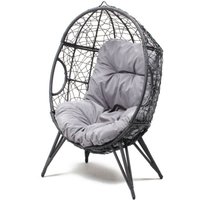 Ei-Sessel mit Fuß aus Kunstharz mit Rattan-Effekt, grau jane - Grau von CONCEPT-USINE