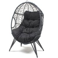 Ei-Sessel mit Fuß aus Kunstharz mit Rattan-Effekt, schwarz jane - Schwarz von CONCEPT-USINE
