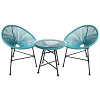 Gartenmöbel, 2 runde Sessel und blauer Couchtisch acapulco - Blau von CONCEPT-USINE