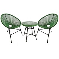 Gartenmöbel, 2 runde Sessel und grüner Couchtisch acapulco - Grün von CONCEPT-USINE