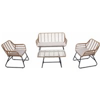 Gartenmöbel 4 Personen aus Rattan und beigefarbenem Stahl parea - Beige von CONCEPT-USINE