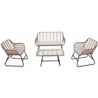 Concept-usine - Gartensalon 4 Plätze aus Rattan und Stahl in Beige und Schwarz parea von CONCEPT-USINE