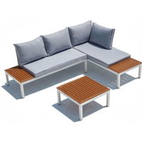 Gartenmöbel für 4 Personen aus Aluminium und Stahl, weiß und grau lolea - Weiß von CONCEPT-USINE
