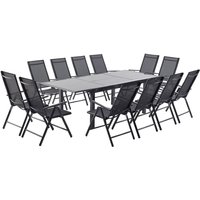 Gartentisch und 12 Stühle aus grauem Aluminium RAVENNE - Grau von CONCEPT-USINE