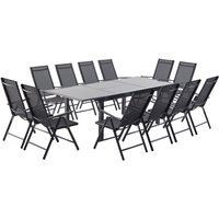 Gartentisch und 12 Stühle aus grauem Aluminium RAVENNE von CONCEPT-USINE
