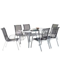 Gartentisch und 6 Stühle aus Aluminium und grauem Stahl alassio - Grau von CONCEPT-USINE