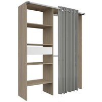 Kleiderschrank mit Vorhang, 4 Fächer, 2 Garderoben und Schublade paris - Holz von CONCEPT-USINE
