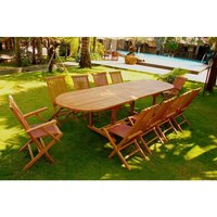 Ovaler Gartentisch und 8 Stühle und 2 Teakholz-Sessel kajang - Holz von CONCEPT-USINE