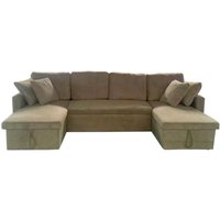 Panorama-Schlafsofa mit Stauraum für 4 Personen aus grünem Cord MAHÉ Panorama-Schlafsofa mit Stauraum für 4 Personen aus grünem Cord MAHÉ von CONCEPT-USINE