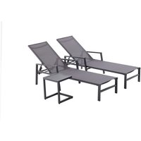 Set aus 2 Liegestühlen und einem grauen Beistelltisch BARI Set aus 2 Liegestühlen und einem grauen Beistelltisch BARI von CONCEPT-USINE