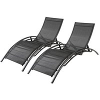 Set von 2 stapelbaren und verstellbaren Sonnenliegen aus schwarzem Aluminium BAHIA Set von 2 stapelbaren und verstellbaren Sonnenliegen aus schwarzem Aluminium BAHIA von CONCEPT-USINE
