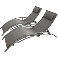 Concept-usine - Set von 2 verstellbaren Sonnenliegen mit grauen Stahlbeinen limea von CONCEPT-USINE