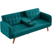 Sofa mit 3 Sitzen, umwandelbar mit klappbarem mittlerem Tablett in Grün INVERNESS von CONCEPT-USINE