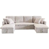 Sofa mit Panoramablick, das in ein 4-Sitzer-Sofa mit Samtbezug und Stauraum umgewandelt werden kann - beige MAHÉ Sofa mit Panoramablick, das in ein 4-Sitzer-Sofa mit Samtbezug und Stauraum umgewandelt werden kann - beige MAHÉ von CONCEPT-USINE
