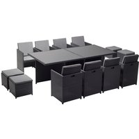 Tisch und 12 Stühle aus Harz, ineinanderschiebbar, schwarz/grau monaco - Schwarz/Grau von CONCEPT-USINE