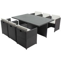 Tisch und 6 Stühle aus Harz, ineinanderschiebbar, grau/weiß miami - Grau/Weiß von CONCEPT-USINE