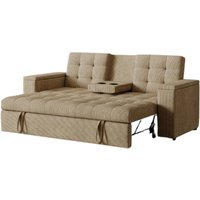 Sofa-Bett mit 3 verstellbaren Plätzen aus beigem Ripp-Veloursstoff noho von CONCEPT-USINE