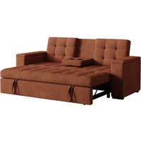 Umwandelbares 3-Sitzer-Sofa mit zentraler Ablage und abnehmbaren Armlehnen aus Terrakotta-Cord NOHO von CONCEPT-USINE