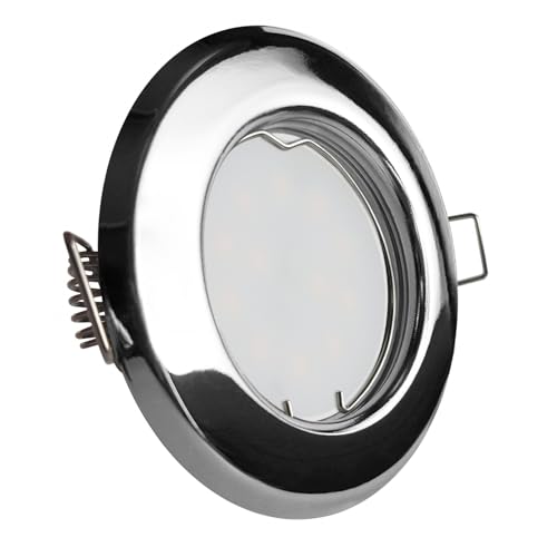 CONCEPTRUN LED Einbaustrahler Chrom glänzend | rund | Lochmaß Ø 55mm - 75mm | geringe Einbautiefe 25mm | Anschlussfertig Farbe 5W LED Modul flach neutralweiß SMD 230V von CONCEPTRUN