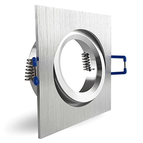 CONCEPTRUN LED Einbaustrahler quadratisch schwenkbar Aluminium geschliffen Einbauleuchte Strahler 68mm-75mm Einbaudurchmesser inkl. Fassung GU10 230V (Modell: QD21) von CONCEPTRUN