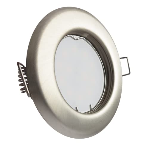 CONCEPTRUN LED Einbaustrahler rund Edelstahl gebürstet Einbauleuchte Strahler 60mm-75mm Einbaudurchmesser inkl. Fassung und Leuchtmittel in kaltweiß GU10 230V (Modell: RD100) von CONCEPTRUN
