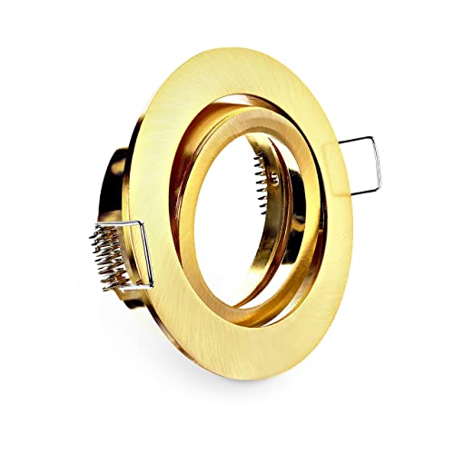 CONCEPTRUN LED Einbaustrahler rund schwenkbar Gold Messing Optik Einbauleuchte Strahler 68mm-75mm Einbaudurchmesser inkl. Fassung GU10 230V (Modell: RD40) von CONCEPTRUN