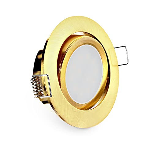 CONCEPTRUN LED Einbaustrahler rund schwenkbar Gold Messing Optik Einbauleuchte Strahler 68mm-75mm Einbaudurchmesser inkl. Fassung und Leuchtmittel in kaltweiß GU10 230V (Modell: RD40) von CONCEPTRUN